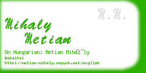 mihaly metian business card